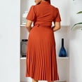 thumbnail image 4 of Women Short Sleeve Cape Dress with A line Pleated Dress Wedding Midi Dresses, 4 of 5