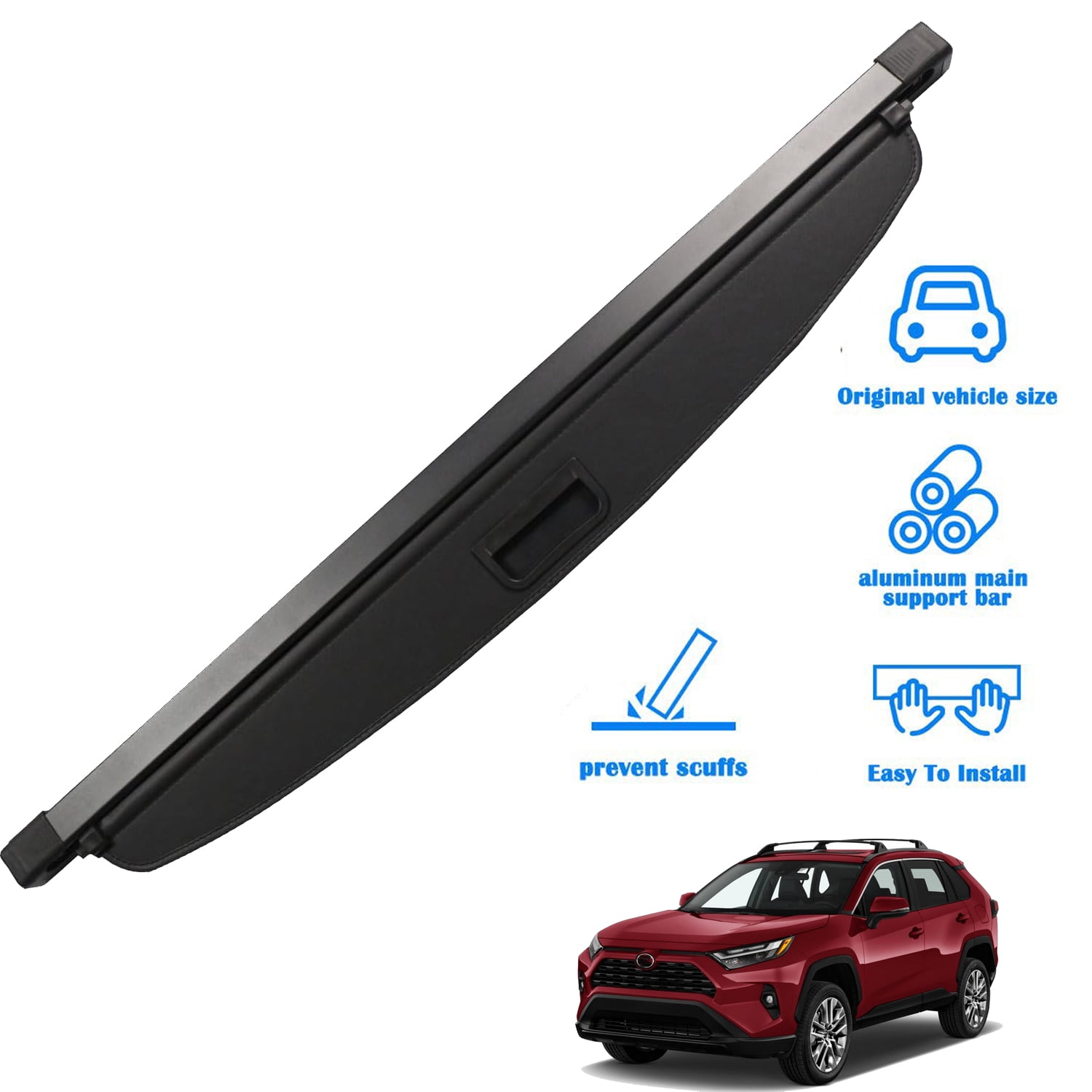 Fit Toyota RAV4 2019 2020 2021 2022 2023 2024 2025 Black Retractable Cargo Cover for Toyota RAV4 Prime 2019-2025 SUV Accessory Rear Trunk Car Privacy Shield Shade Cover