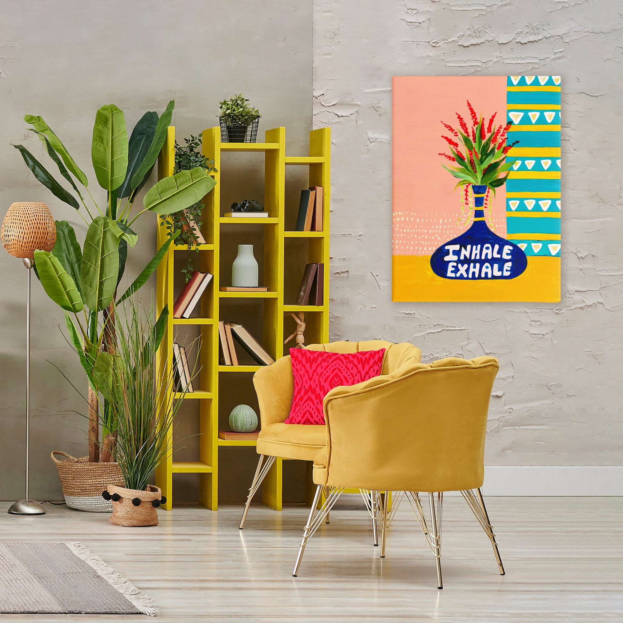 Inhale Exhale Flower Vase Canvas Wall Art, design by Nabeela Rumi