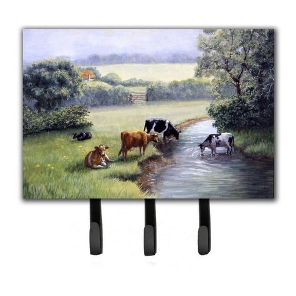 Cows Drinking at the Creek Bank Leash or Key Holder