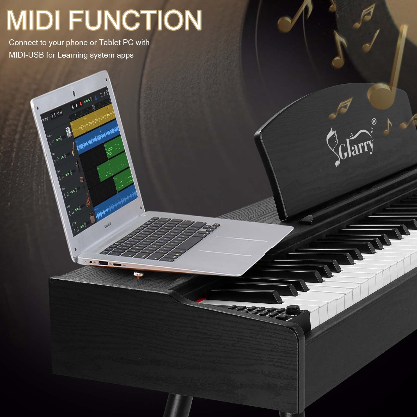 88 Key Standard Full Weighted Keyboards Digital Piano with Metal Stand, Power Adapter, Triple Pedals, Headphone，for All Experience Levels, Black