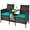 Turquoise, variant on Costway Patio Rattan Wicker Conversation Set Sofa Cushioned Loveseat Glass Table Turquoise