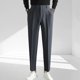 thumbnail image 1 of Pantalones de traje de nueve centavos para hombre, de poliéster, con cintura elástica lateral, botones, bolsillos, color liso, a la moda, 1 of 6