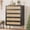 Black, variant on 44" Tall Farmhouse 5 Drawer Rattan Dresser with Metal Legs & Handles, Modern Vertical Wooden Storage Chest Organizer for Bedroom Living Room, Black