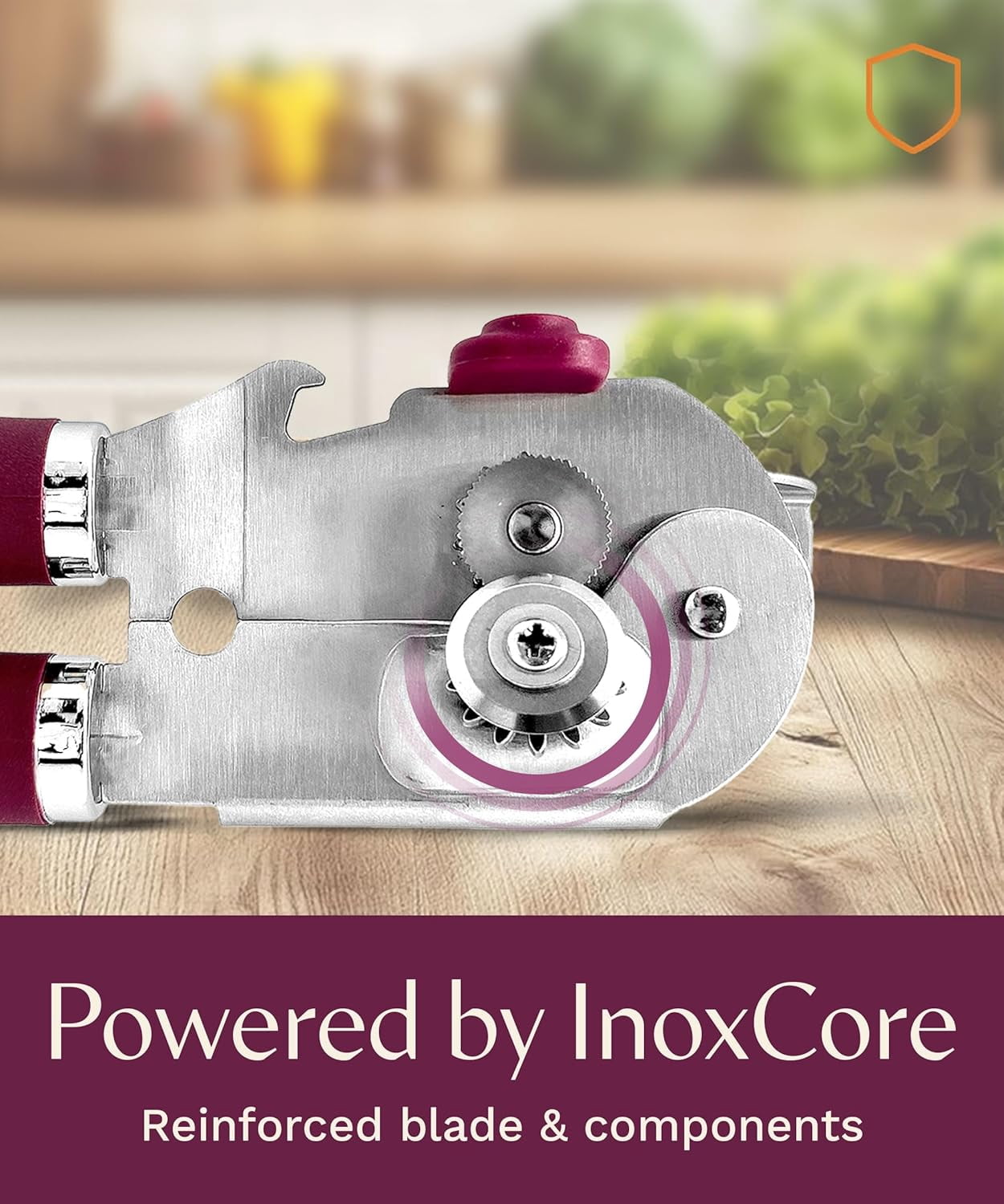 Premium Multifunction Magnetic Manual Can Opener and Bottle Opener, Heavy Duty Stainless Steel Sharp Cutting Blade and Oversized Easy Turn Knob, Soft-Touch Handle, Kitchen Use, Mauve