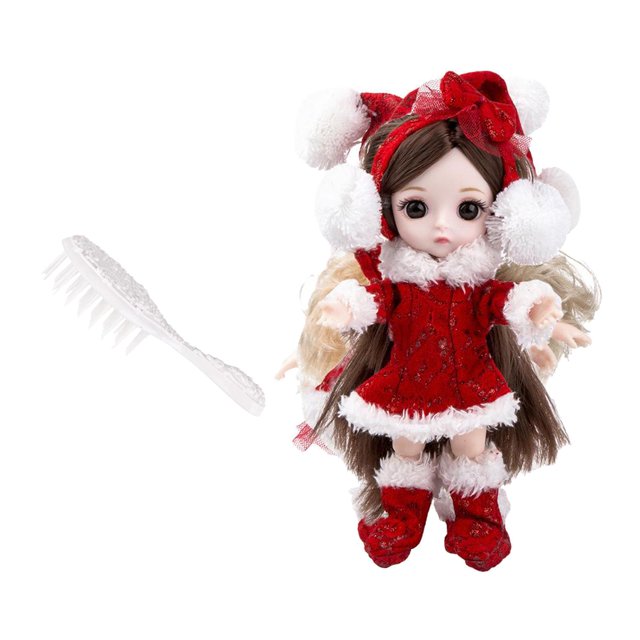 Muñeca navideña de 16 13 articuciones giratorias, bo de maquilje, muñeca articuda para niña, o de cumpleaños para pequeñ Baoblaze Muñeca bjd de 16cm