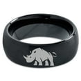 thumbnail image 2 of Tungsten Bulky Rhino Rhinoceros Band Ring 8mm Men Women Comfort Fit Black Dome Brushed Polished, 2 of 4