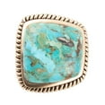 thumbnail image 3 of Roped Square Blue Turquoise Golden Statement Ring, 3 of 3