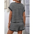 thumbnail image 4 of Women'S Summer 2 Piece Sets Striped Short Sleeve T Shirts and Shorts Loungewear Matching Set, 4 of 9