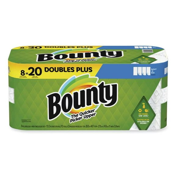 Bounty PGC19274 5.9 x 11 in. 0.125 Fold DP Kitchen Roll Paper Towels - 2-Ply, White - 103 Count - Pack of 8