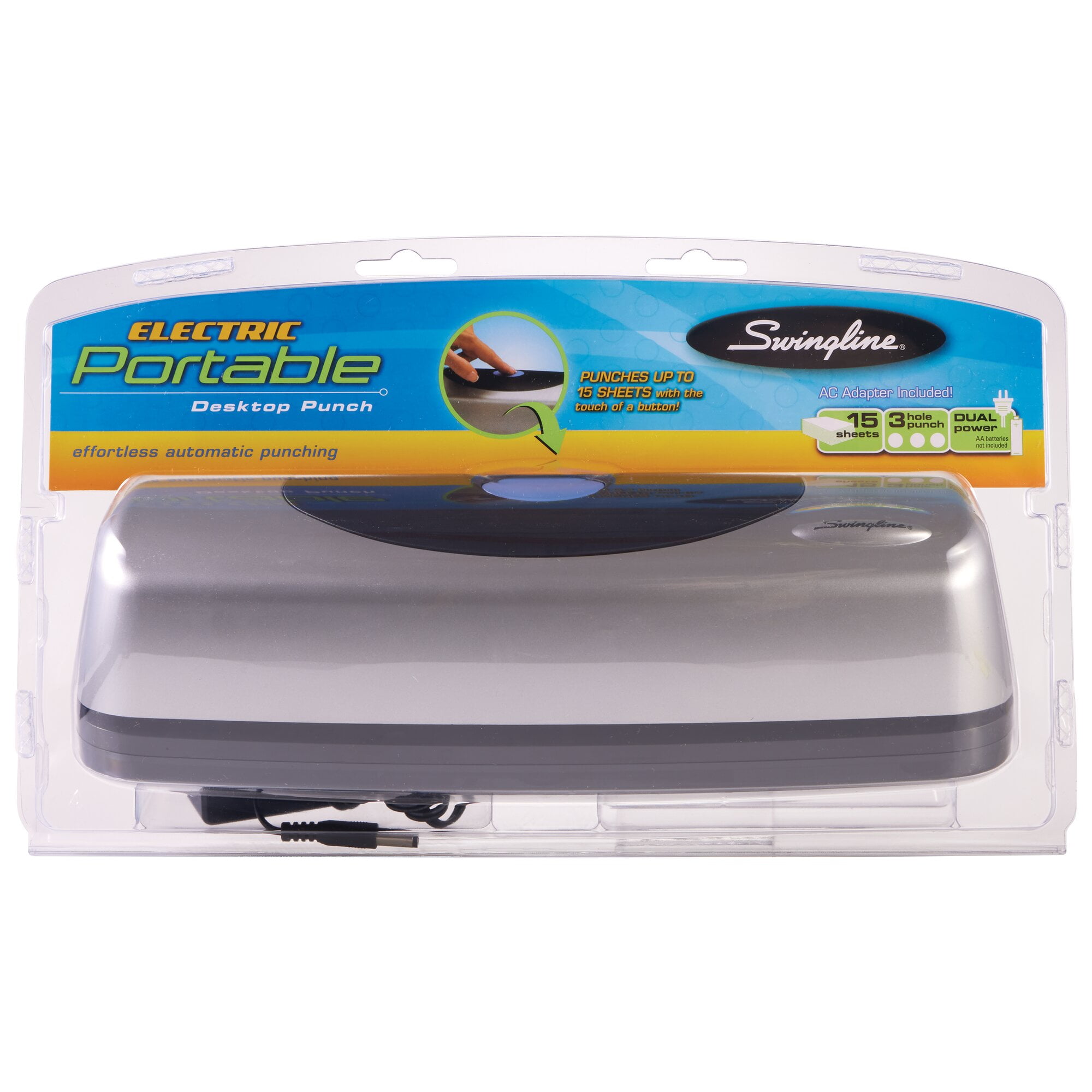 Swingline Electric Portable Desktop Punch 3 Holes 8 12 Centers 15 Sheets -