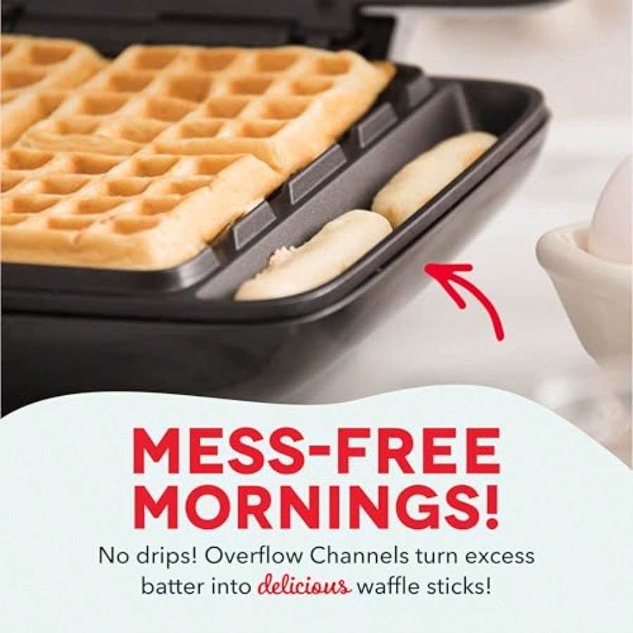 NoDrip Waffle Maker Four Waffle Molds Nonstick Waffle Iron with Quick HeatUp Nonstick Surface Perfect Waffle Maker for and Families Just Add Batter