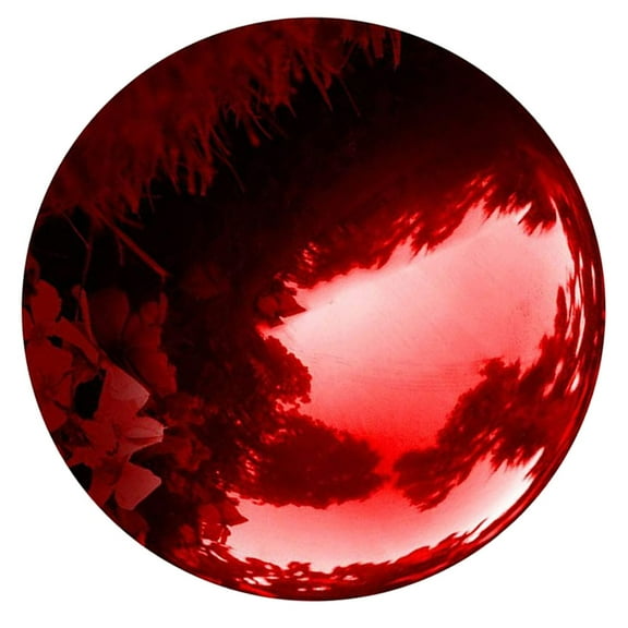 Pawsdot Garden Reflective Dark Red Stainless Steel Gazing Ball Polished Metal Decor Sphere