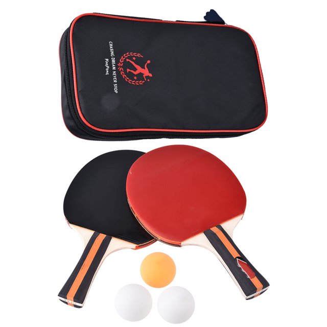 Juego de raqueta de Ping Pong portátil de tenis de mesa de entrenamiento profesional de 2 uds con bolsa y 3 pelotas NikouMX Deportes