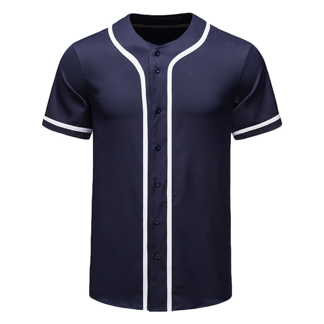Birdeem Chemises pour Hommes Chemise Décontractée à Manches Courtes Patchwork de Baseball avec Boutons
