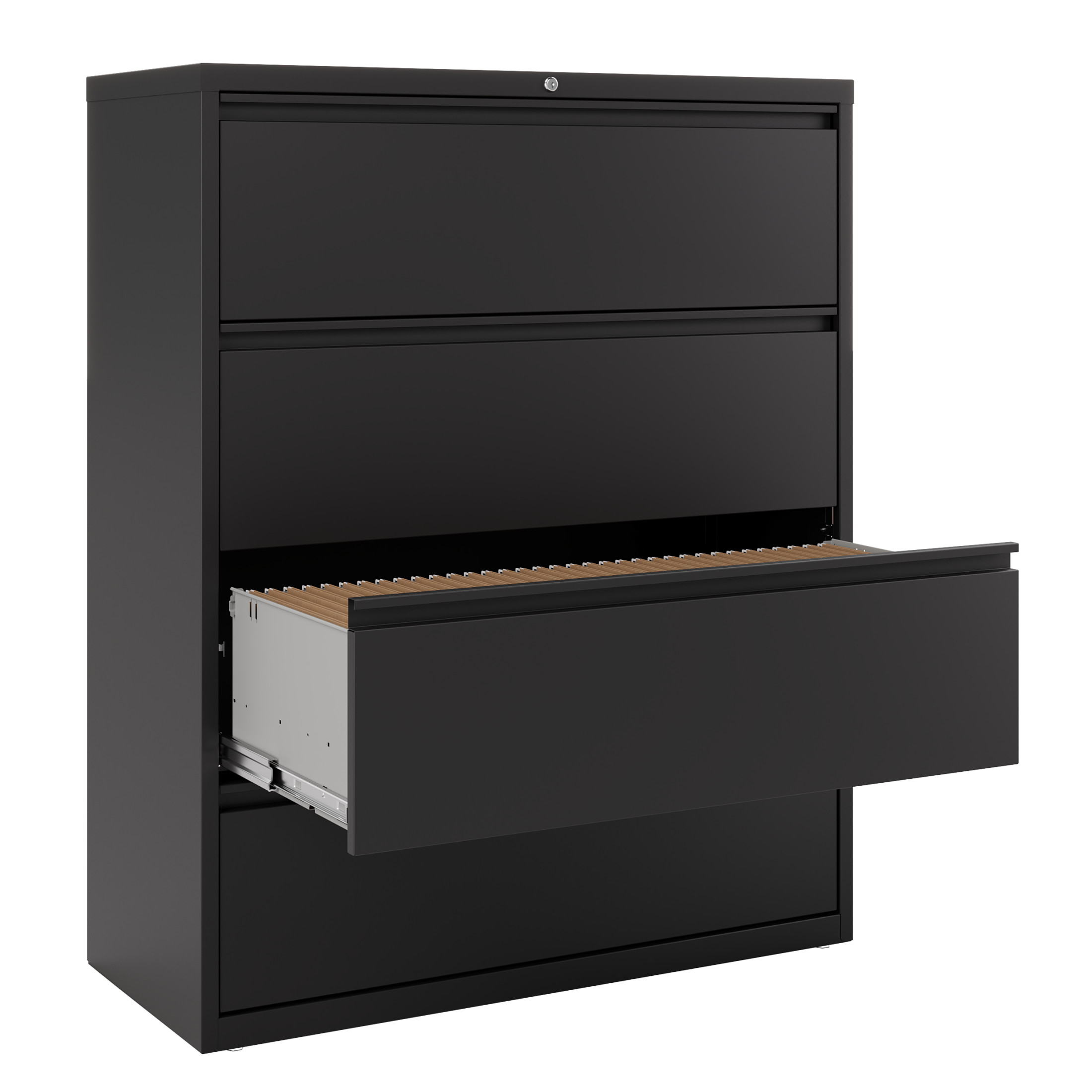 Hirsh 42 inch Wide 4 Drawer Metal Lateral File Cabinet for Home and Office, Holds Letter, Legal and A4 Hanging Folders, Black