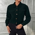 thumbnail image 2 of Women's Long Sleeve Button Down Jacket Solid Color Turndown Collar Casual Corduroy Outwear with Pockets XXL, 2 of 9