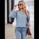 thumbnail image 4 of Sudadera para Mujer, Cuello Redondo, Plisada, Larga, Túnica, Ropa de Invierno 2025 Azul L, 4 of 9