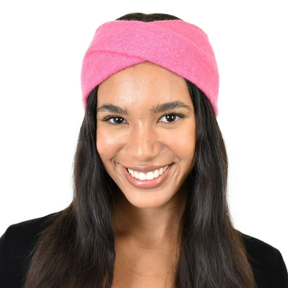 C.C Stretchy Cozy Eco-Friendly Recycled Yarn Ear Warmer Headband Headwrap, Cashmere Blend Diva Pink