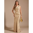 thumbnail image 7 of Gold Metallic One-Shoulder Asymmetric Mermaid Maxi Evening Gown, Elegant Formal Dress For Party Cocktail, 7 of 7
