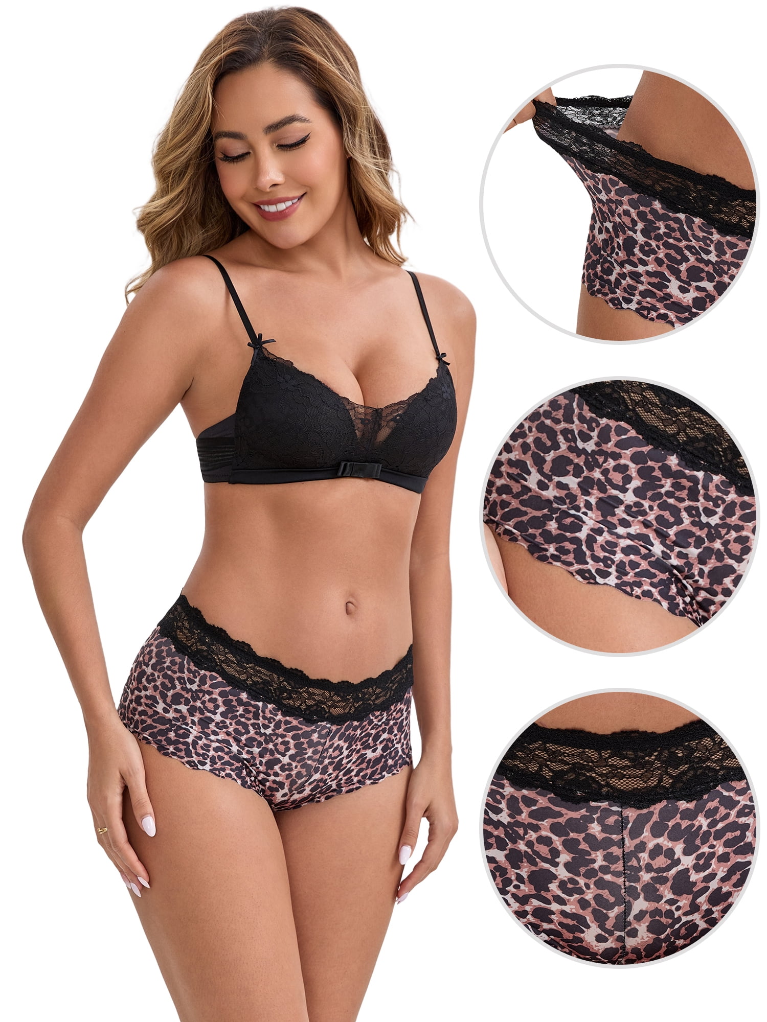 DARING DIVA Women's Lace Trim Mid-Waisted Seamless Butt Lifting Boyshorts M Brown