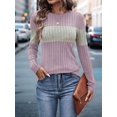 thumbnail image 6 of Women'S Sweaters Trendy Color Block Tops Long Sleeve Shirts Fall Outfits Early Fall Fashion Winter Clothing Pink XL, 6 of 8