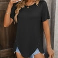 thumbnail image 6 of BLVB Womens Tops Dressy Casual Short Sleeve Crewneck Textured Tunic Tops Side Button Asymmetrical Blouses Shirts, 6 of 6