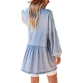 thumbnail image 2 of sicmoss Women's Blue Cotton Oversized Distressed Denim Button Down Jean Dress Flowy Mini with Pockets, 2 of 6
