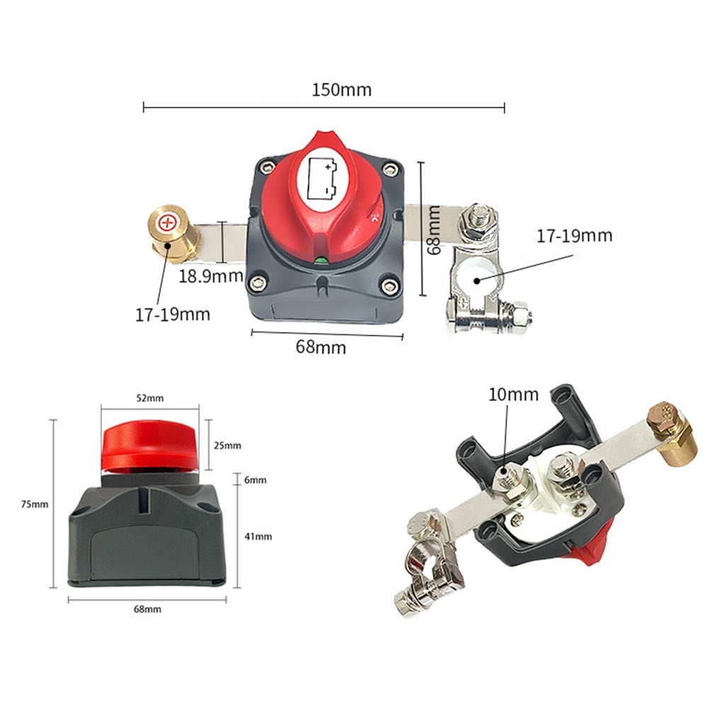 Top Post Battery Disconnect Switch Heavy-Duty 12-48V 275A for Cars Negative