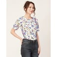 thumbnail image 2 of Moomaya Printed Viscose Summer Top For Women, Round Neck Short Sleeves Casual Top, 2 of 8