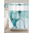 thumbnail image 2 of Turquoise Marble No Hook Shower Curtain and Liner Set Abstract Modern Fluid Art Shower Curtains with Snap-in Liner & See Through Top Window Hotel Style for Bathroom Decor 72x72 Inch, 2 of 8