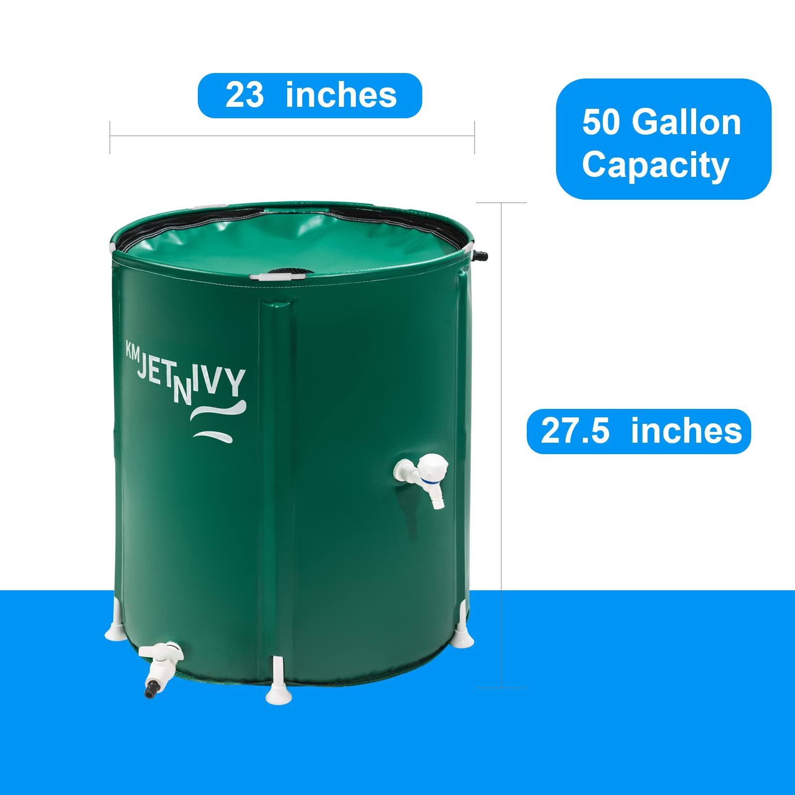 KMJETNIVY Rain Barrel Upgrade Anti-Collapse Collapsible Rainwater Collection System,Portable Water Storage Tank,Garden Water Catcher(Green,50G)
