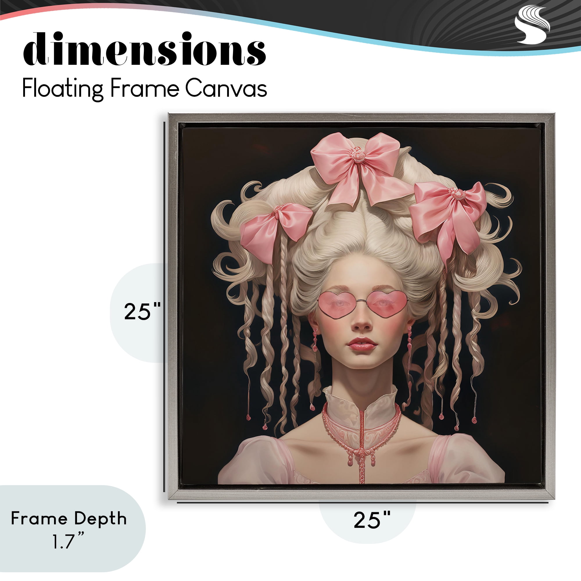 Stupell Industries Rococo Woman Opulent Ribbons Gray Framed Floater Canvas Wall Art, design by Grotto Studios