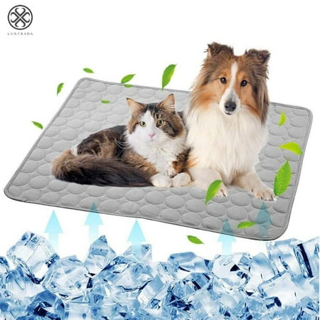 Luxtrada Pet Dog Self Cooling Mat Pad Ice Silk Mat Pet Cooling Non Sticking Blanket Keep Pets Summer Cool Comfort for Cats and Dogs Home (Gray Size S)