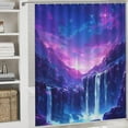 thumbnail image 5 of 4Pcs Dreamy Waterfall Shower Curtain Set with Toilet Lid Cover Non-Slip Rugs for Bathroom, Purple Starry Sky Star Mountain Shower Curtain Bathroom Sets with Hooks, 72x72 Inch, 5 of 8