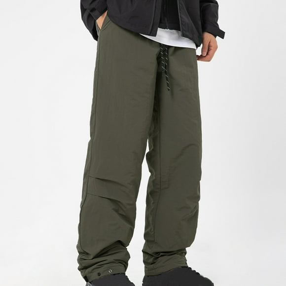 FcBaudy Full Length Pants Men Outdoors Thickening Fashion Water Proofing Solid Casual Elastic Waist Pocket Cargo Pants Men Pants