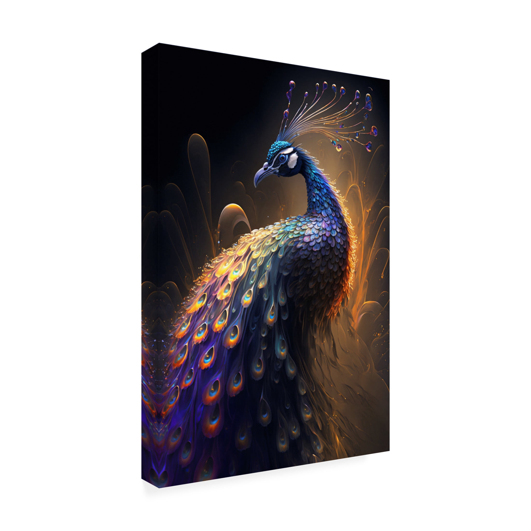 Canvas Wall Art - Ray Heere 'Proud Peacocks 28' Wall Art for Living Room, Bedroom, or Office Décor by Trademark Fine Art - 16 x 24 Inches