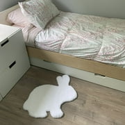 Machine washable faux sheepskin white bunny area rug
