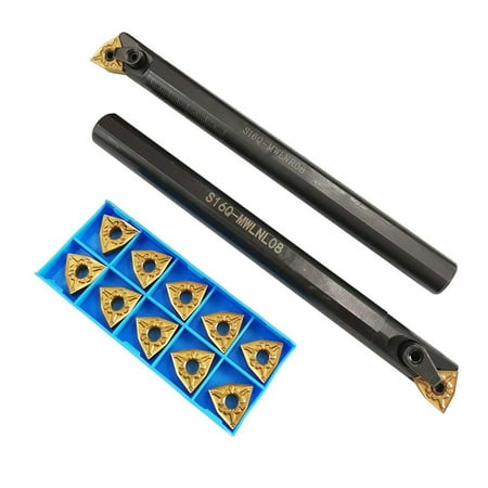 

16Mm Set Of S16Q Mwlnr08 Mwlnl08 Lathe Turning Tool Holder + 10Pcs Wnmg0804 Insert