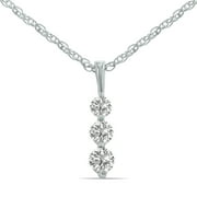 SZUL Women's Jewelry Gift for Your Wife - 1/4 Carat TW Past Present Future Three Stone Lab Grown Diamond Necklace in .925 Sterling Silver (Diamond Color F-G, Clarity VS1-VS2)