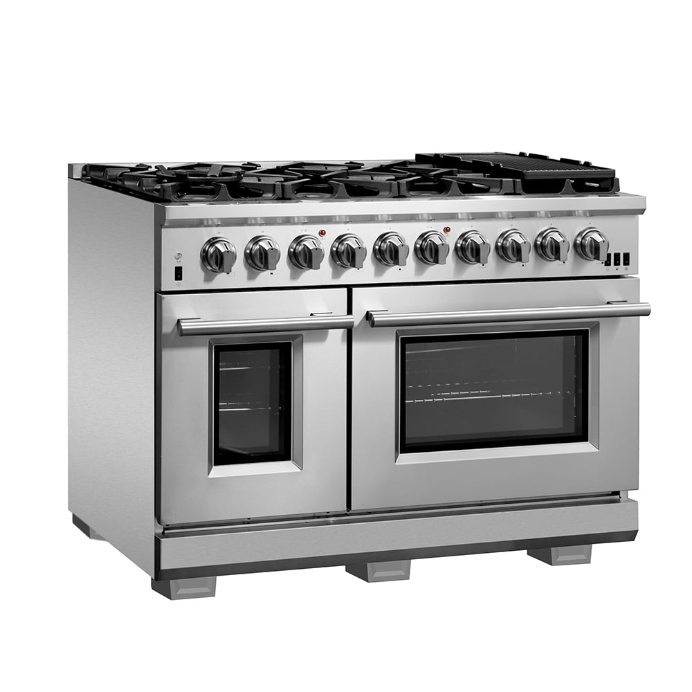 Forno Capriasca 48 in 6.58 cu ft Double Oven Gas Range in Stainless Steel