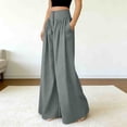 thumbnail image 4 of Mifsaly High Waisted Wide Leg Palazzo Pants Women Button Down Front Smocked Flowy Pant with Pockets Loose Fit Casual Summer Beach Vacation Clothes, 4 of 6