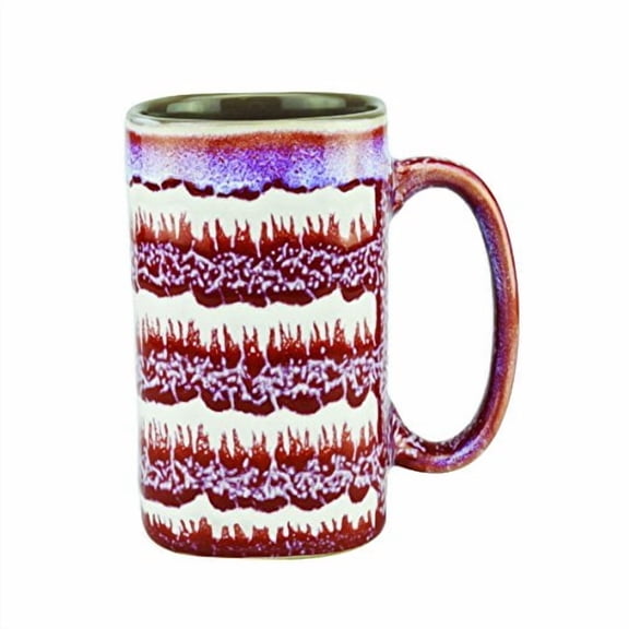 MUG Unique Glazed Ceramic Coffee and Tea Cups with Beautiful Horizontal Pattern - Large 16 Ounce Coffee Mugs - Beautiful Kitchen Drinkware (Red, 1) - Best Gift for Coffee Tea Lover / Addicts
