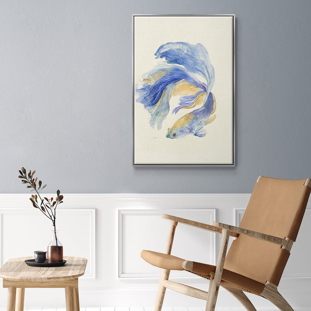 Betta II Framed Premium Gallery Wrapped Canvas - Ready to Hang - 25 x 37 - Silver Floating Frame