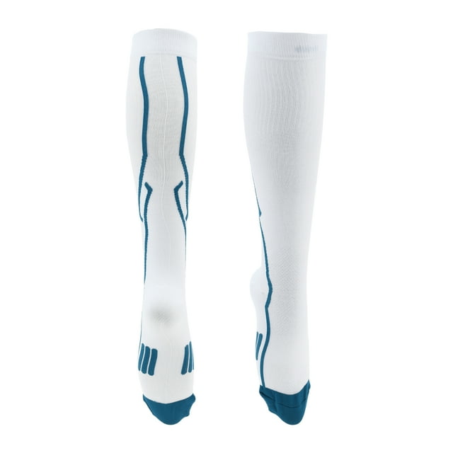 Calcetines de ciclismo Unique Bargains con absorción de impactos, antideslizantes, para exteriores, color blanco y azul, tamaño M, neutros y universales, 1 par