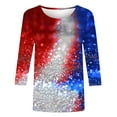 thumbnail image 4 of Sijiajgjfu Women's American Flag Heart Sequin Shirts 3/4 Sleeve Plus Size Independence Day Tunic Top Blouses Multicolor M, 4 of 5