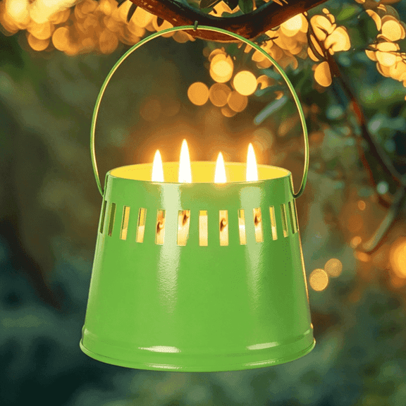 Giphtpoeet Citronella Candle Large 4 Wicks Lemongrass Lantern Hanging Candle for Outside,Picnic Camping (Green)