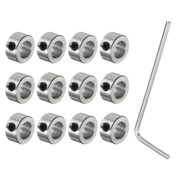 12Pack Set Screw Shaft Collars 8mm ID Gear Stopper Wheel Collar with Hex Wrench