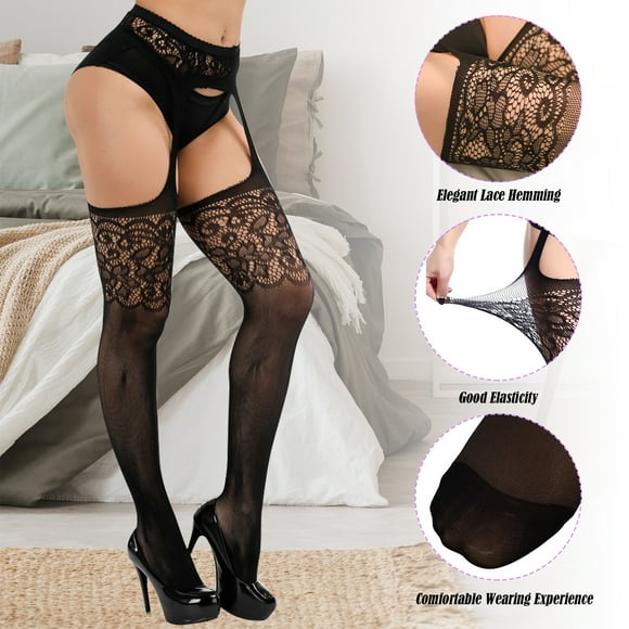 Women Thigh Fishnet Knee Stockings Thin Hollow out Personalized Stocking Summer Nightclub Party Suspender Hosiery Embroidery Pantyhose Female Ladies