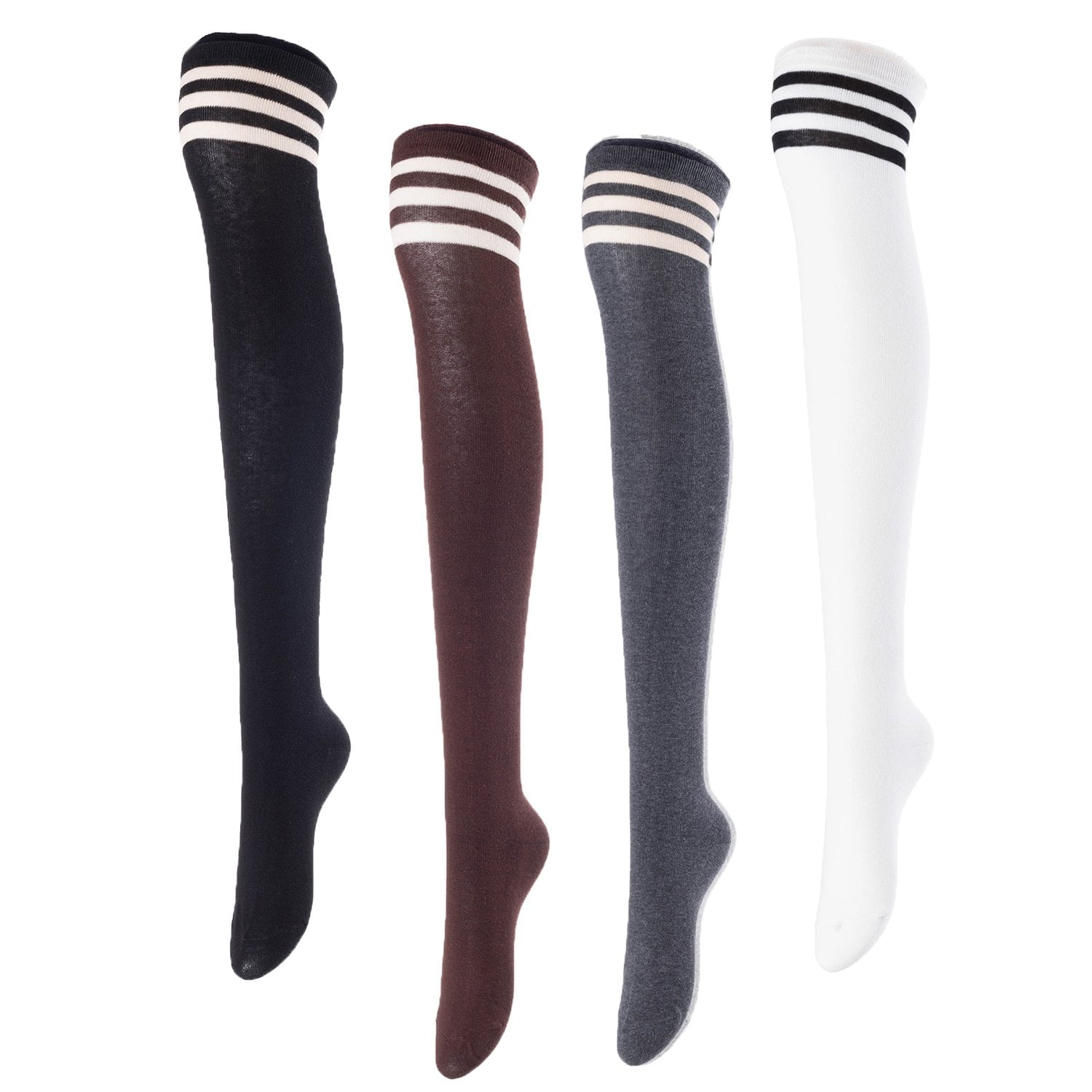 Meso Women's Big Girl's 4 Pairs Splendid Knee High Cotton Socks, Strong yet Soft, Cozy and
